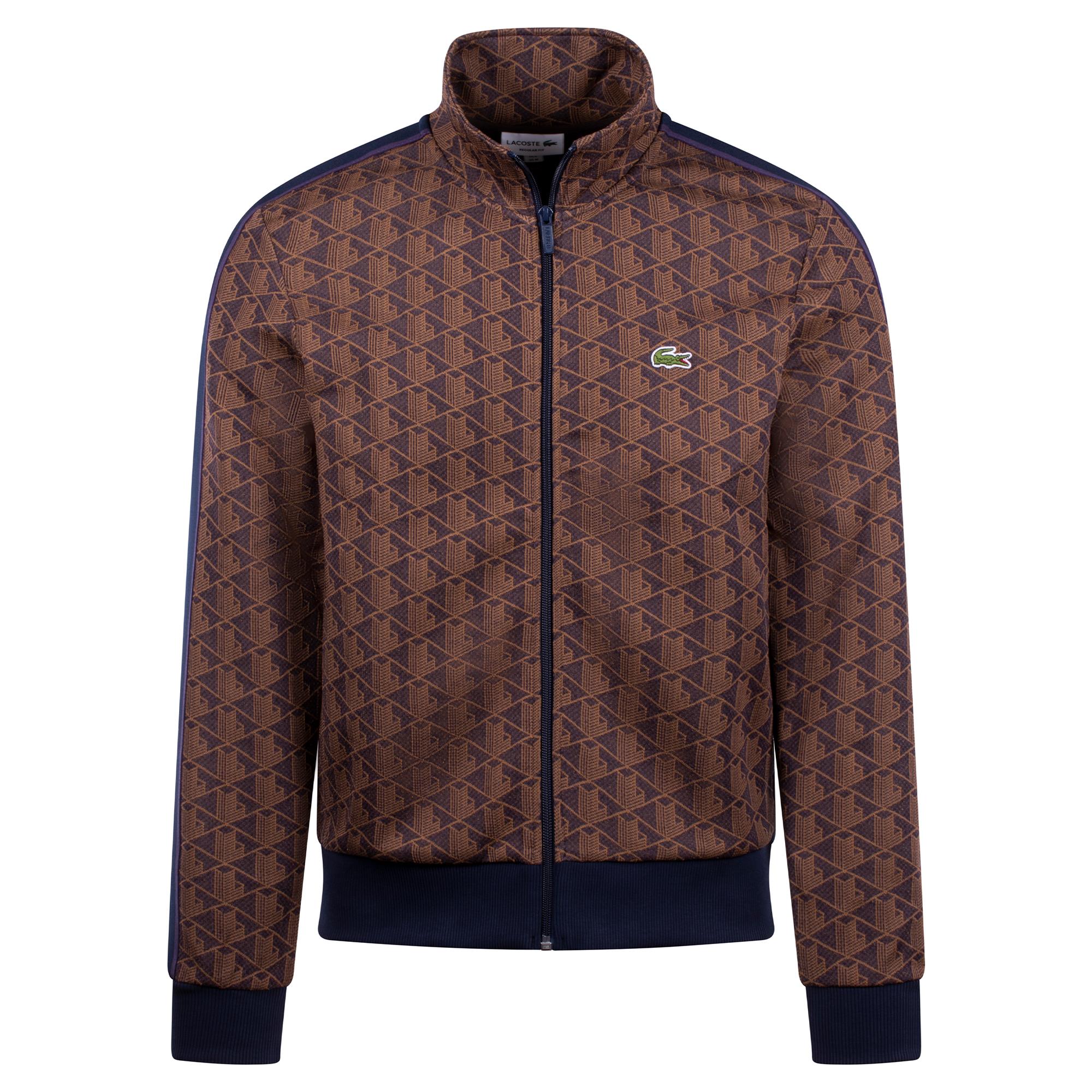 Mens Lacoste Paris Jacquard Monogram Zipped Sweatshirt Velvet